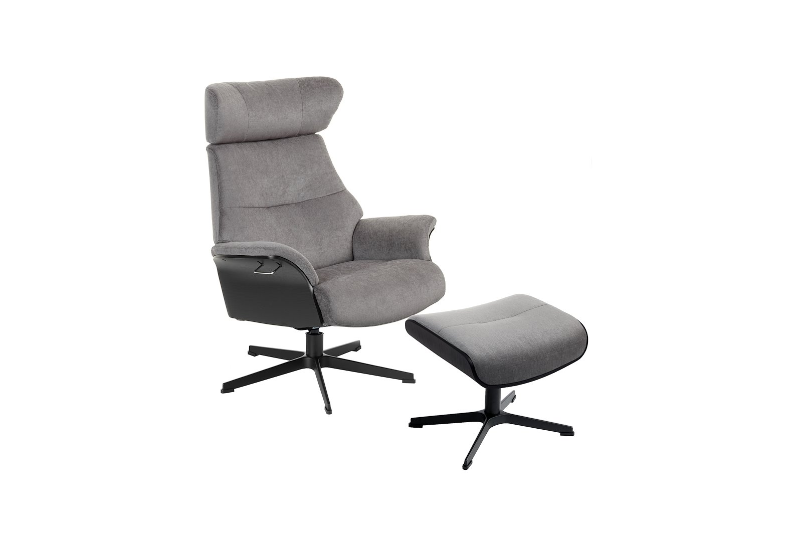 Air lenestol Tekstil Evita 1373-41 Concrete, standard svingfot sort alu. Skrog i sortbeiset eik