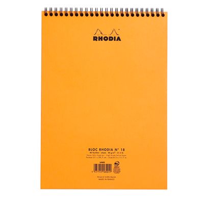 Rhodia - Bloc notes à spirale - A4 - 80 pages - petits carreaux