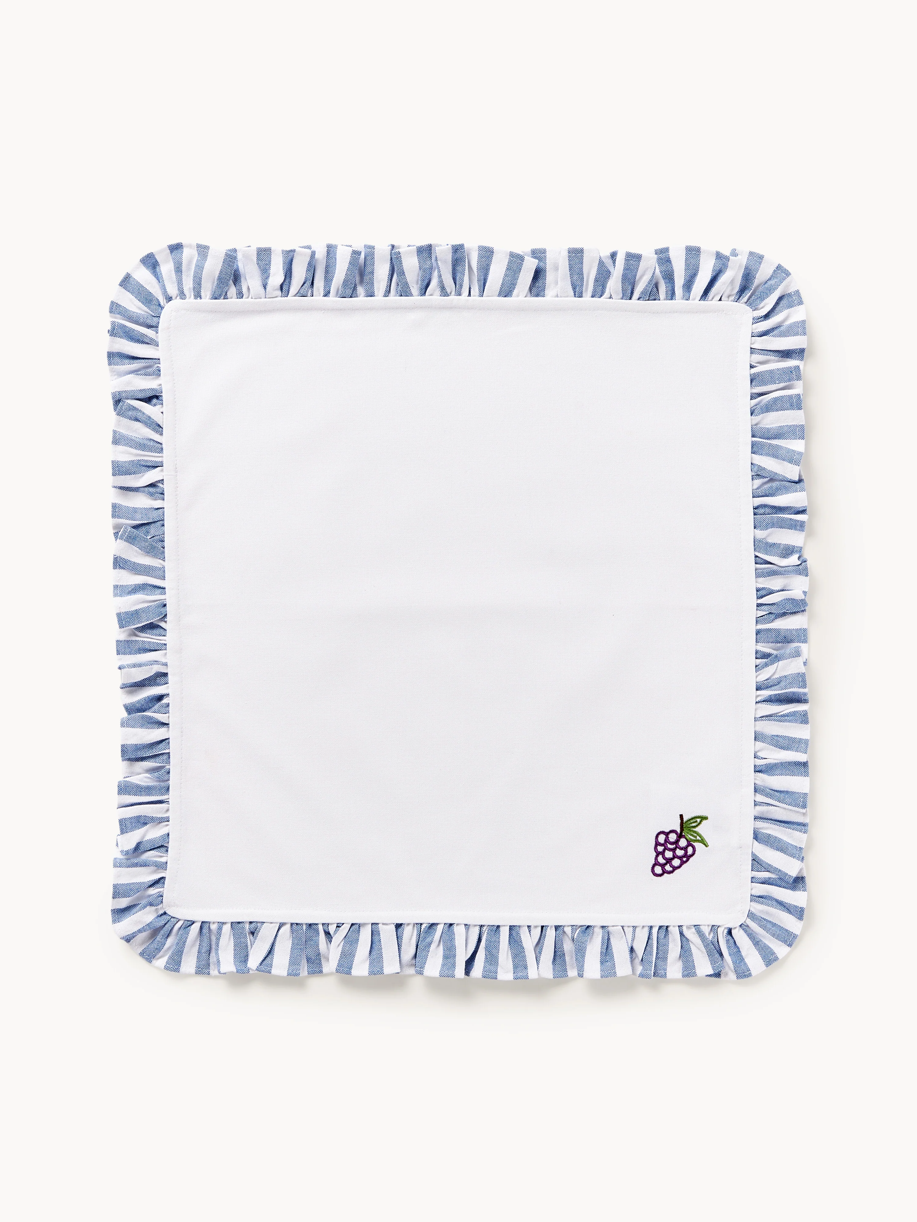 Stoffen servetten Melony met geborduurde motieven en ruches, 4 stuks