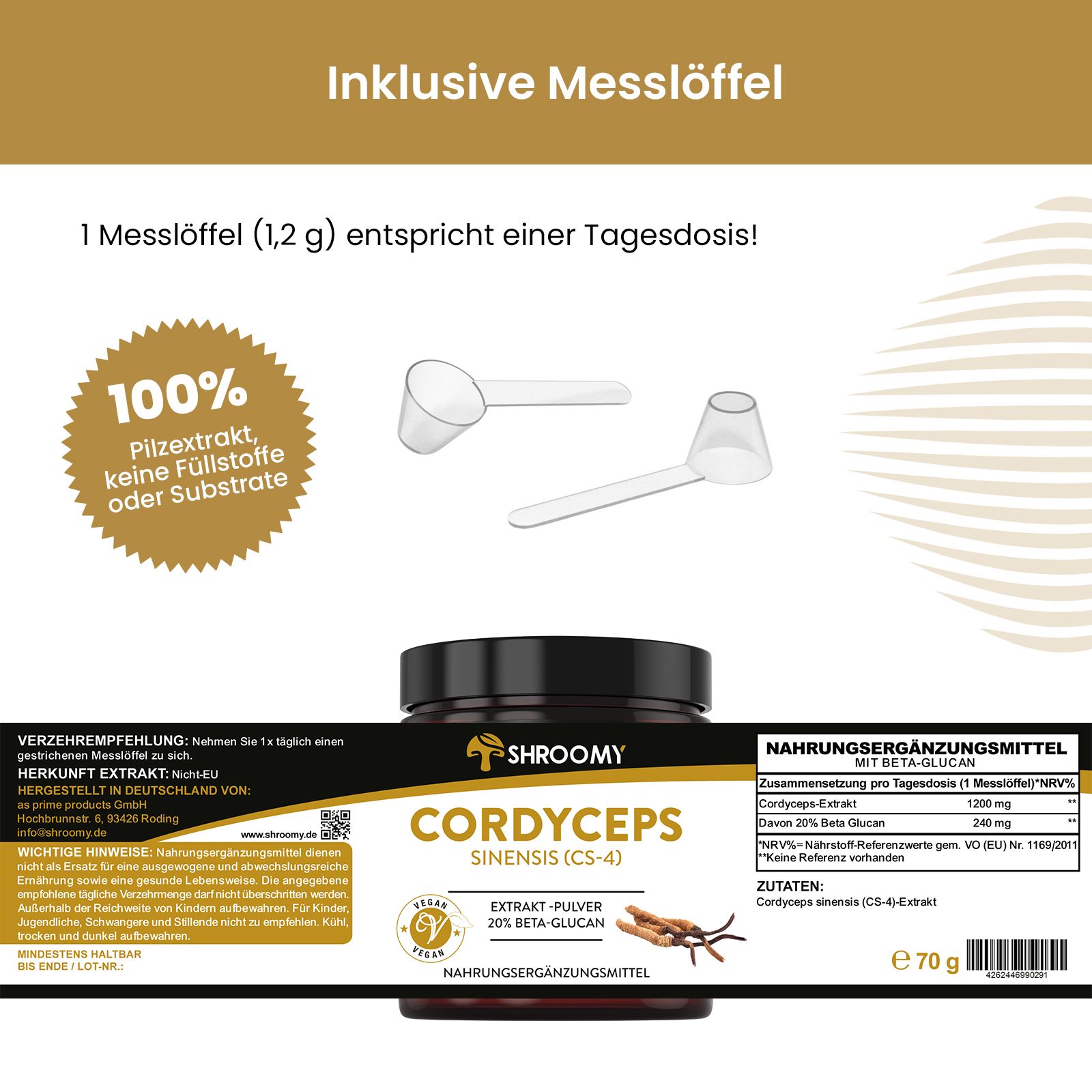 SHROOMY Cordyceps Extrakt Pulver