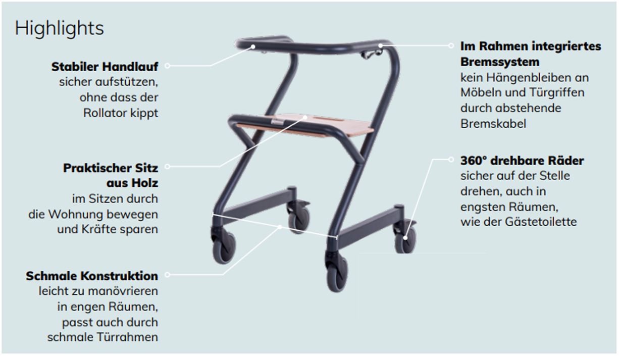 Saljol Wohnraumrollator Page mit HB