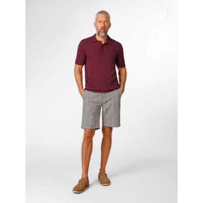 Herren-Poloshirt mit Muster, Dunkelrot