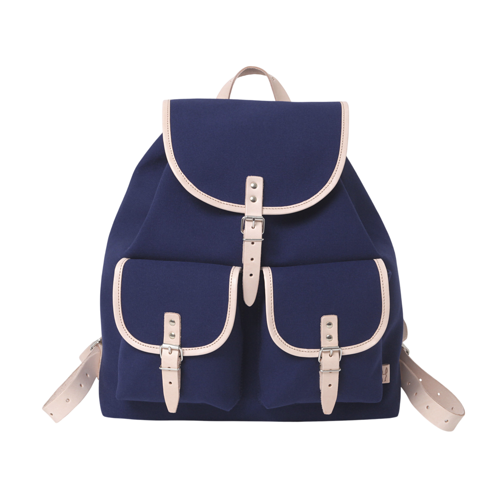 Rucksack Georg Navy, Leder Natur