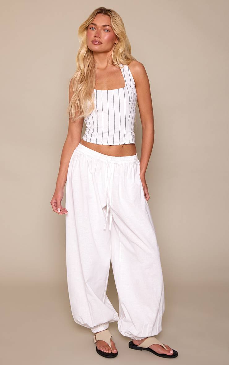 Blanc Haut Dos En Dentelle Col Licou En Coton