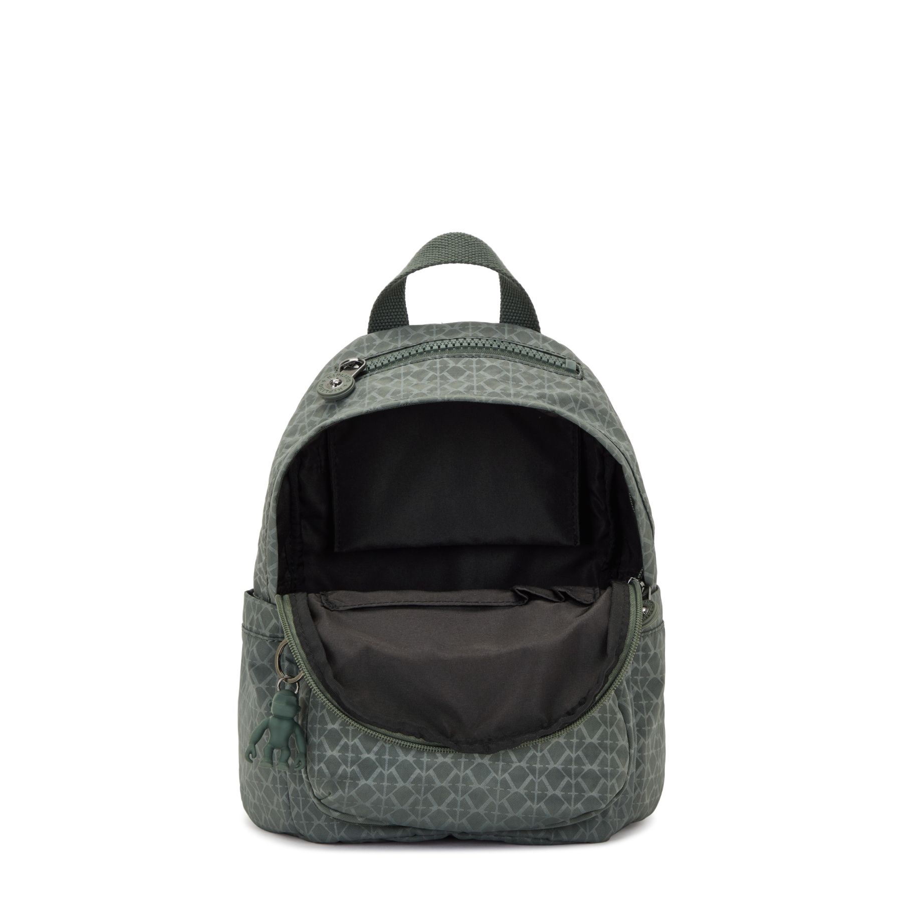 DELIA MINI Petit Sac à Dos avec Poche Frontale et Poignée Supérieure - Sign Green Embosse