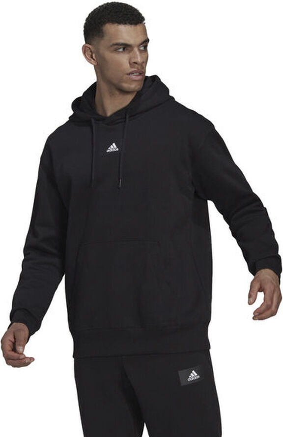 adidas Essentials FeelVivid Cotton Fleece Drop Shoulder hættetrøje Sort