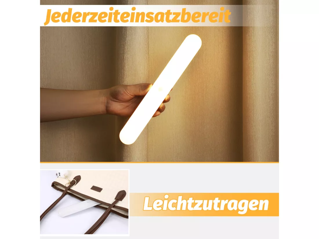 NETTLIFE Lumière d'armoire LED de cuisine avec capteur de mouvement - Lampe de cuisine rechargeable USB Lumière d'armoire 24CM