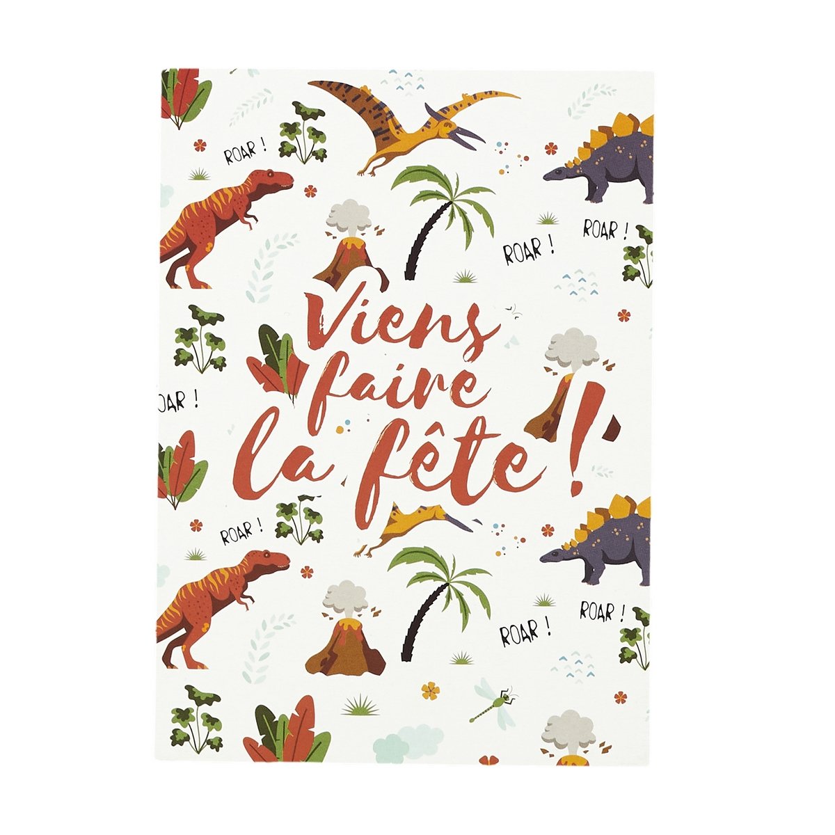 6 cartes d'invitation Dinosaure