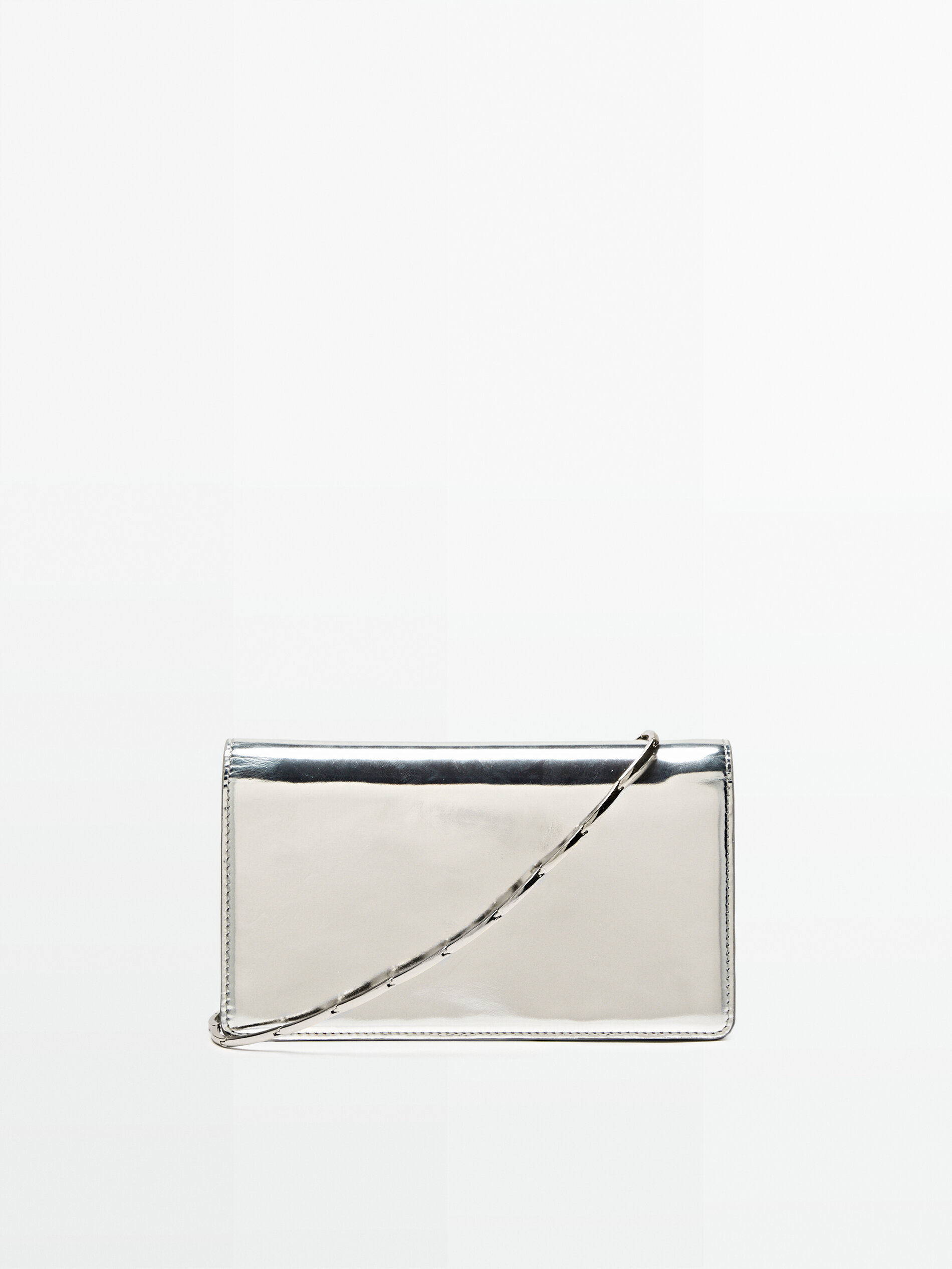 Bolsa de couro com alça articulada - PRATA
