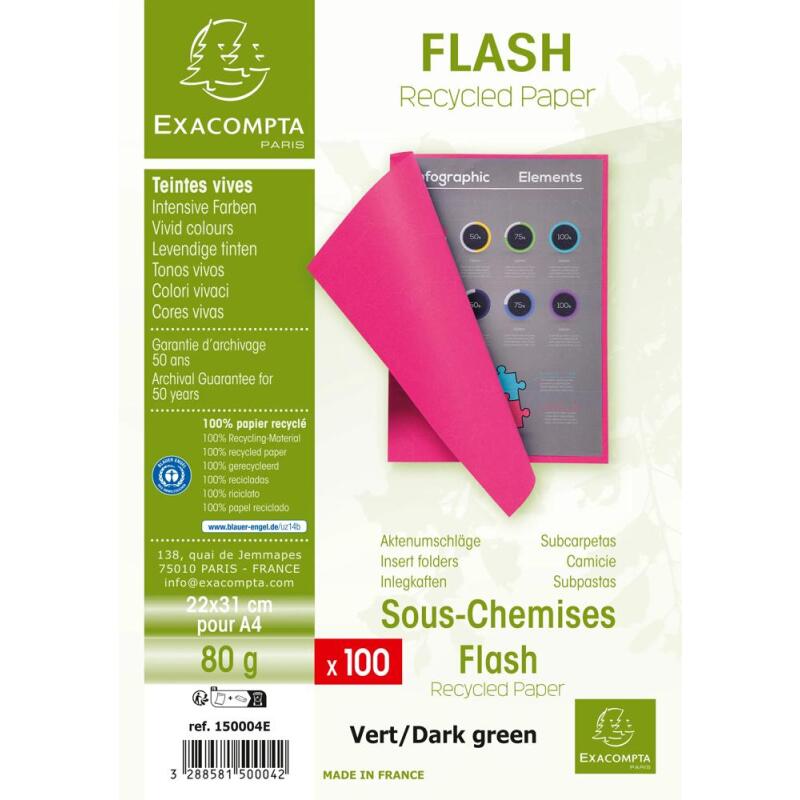 Paquet de 100 sous-chemises FLASH 80 100% recyclé - 22x31cm