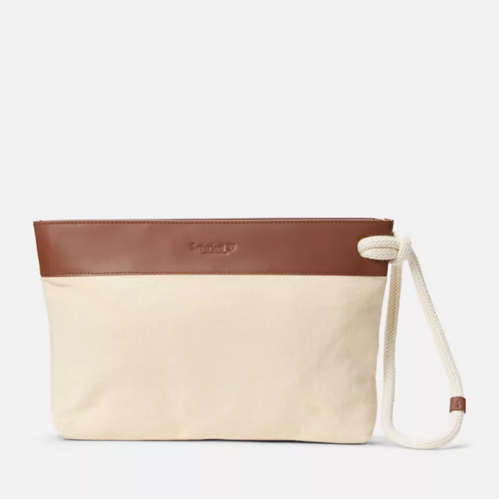 Pochette en toile pour femme en beige