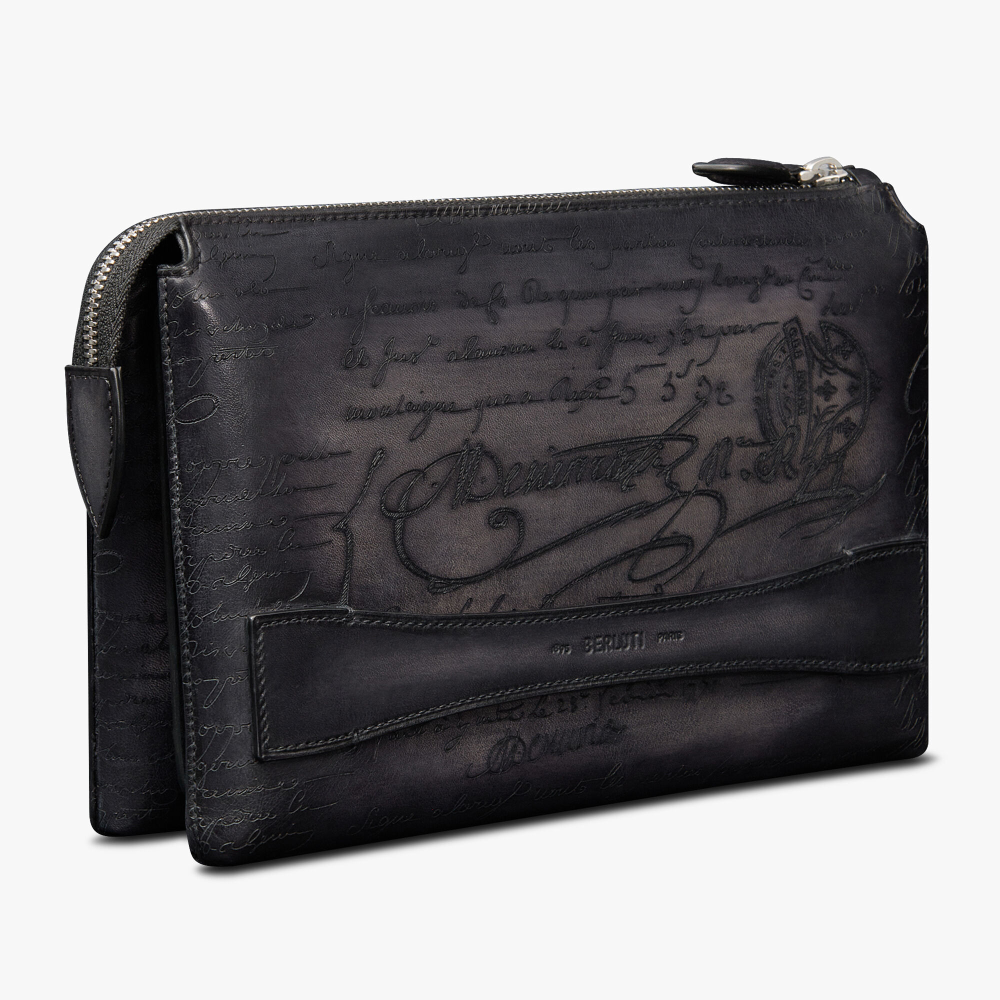 Pochette Zippee Tersio En Cuir Scritto