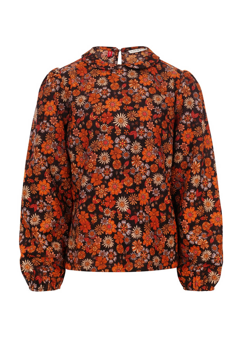 LOOXS gebloemde corduroy blouse oranje