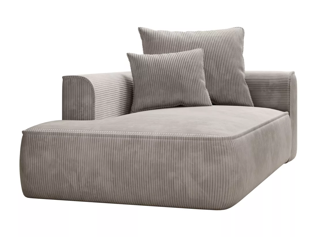Méridienne gauche en velours côtelé beige PINETA