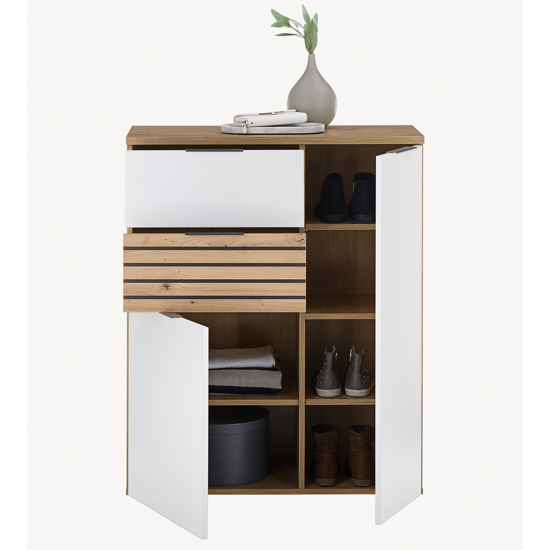 Garderobenkommode - Artisan Eiche - weiß - 85 cm