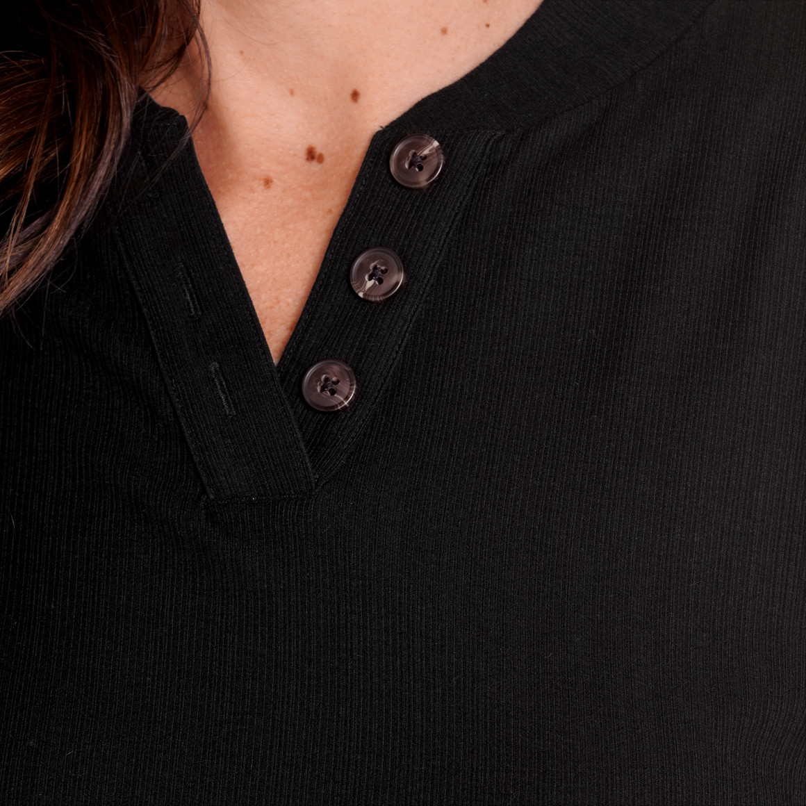 Gina Benotti Damen T-Shirt mit Rippstruktur schwarz