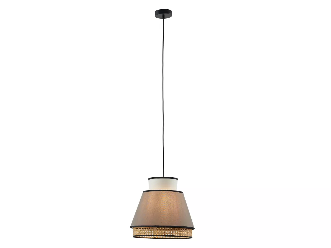 Suspension scandinave cannage- Naturel et Taupe - D.35 x H.120 cm - KLAUS
