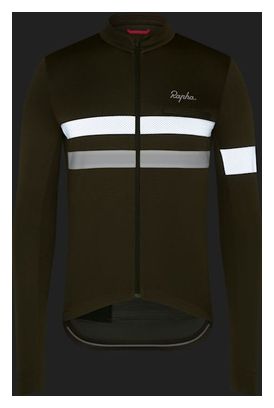 Maillot manches longues Rapha Brevet Jersey Kaki/Blanc Homme