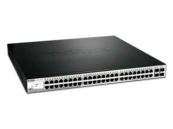 D-Link Web Smart DGS-1210-52MP - Switch - Administreret - 8 x 10/100/1000 (PoE )   40 x 10/100/1000 (PoE)   4 x SFP - desktop, monterbar på stativ - PoE  (370 W)