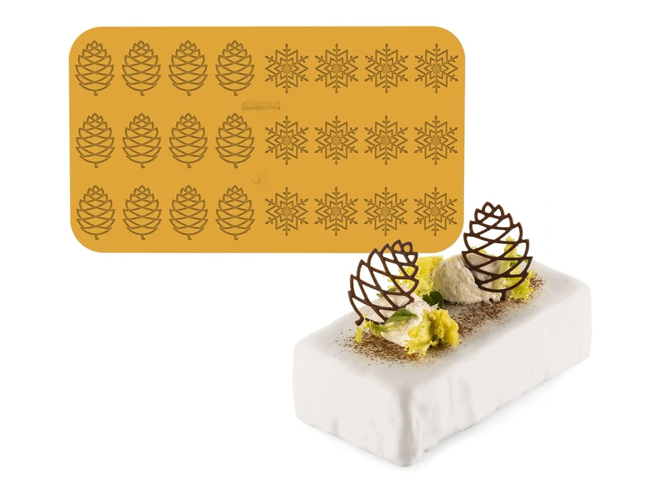 Moule silicone Naturae - 24 pommes de pin et flocons - 47 x 27 cm - Silikomart