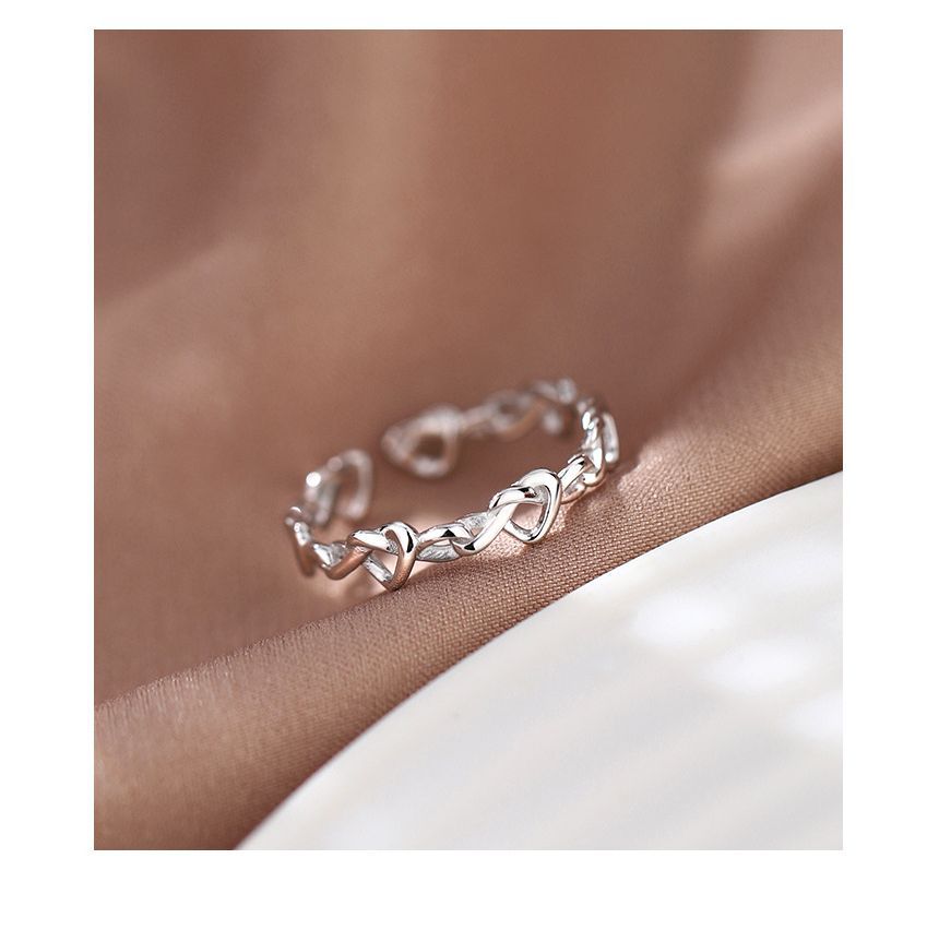 pexrl sieraden - Hartvormige sterling zilveren open ring