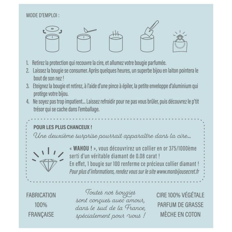 Bougie Bijou Collier doré - Parfum Voile de coton - 40h