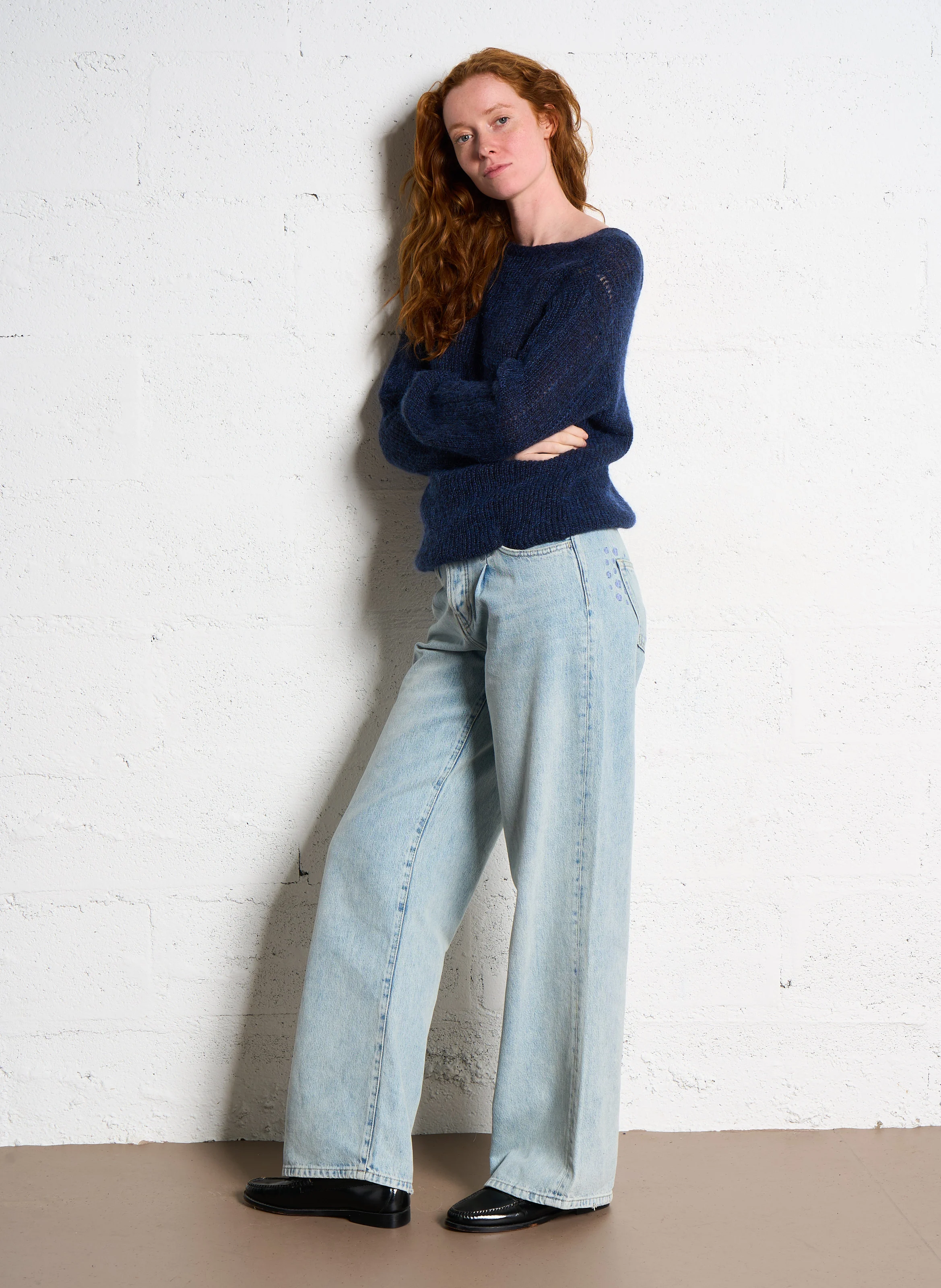 THILO - Cardigan col V| Bleu