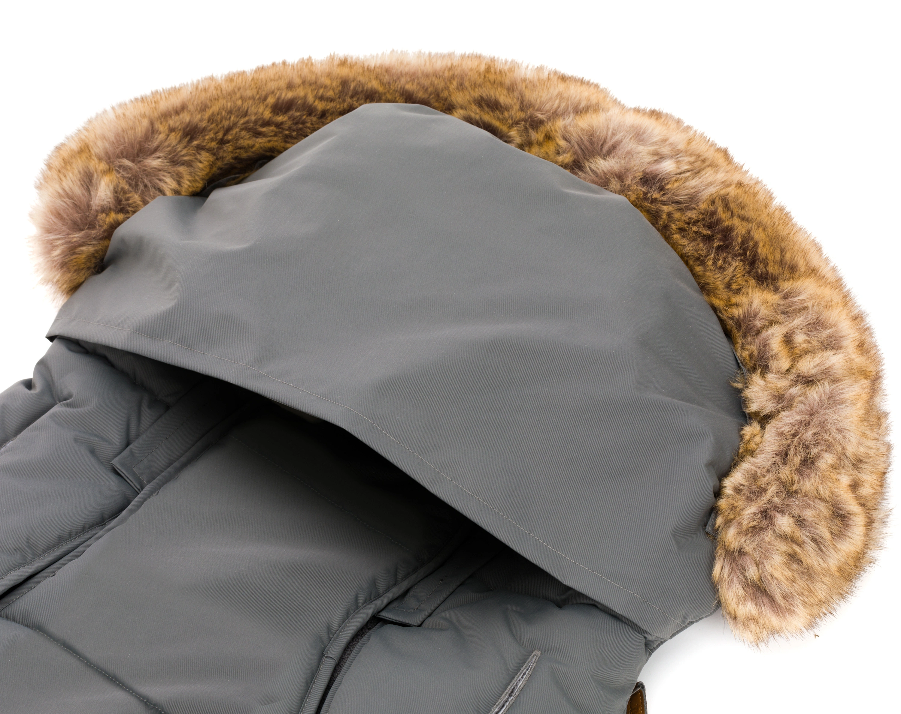 Fußsack MANASLU mit abnehmbaren Kunstfellbesatz in grau