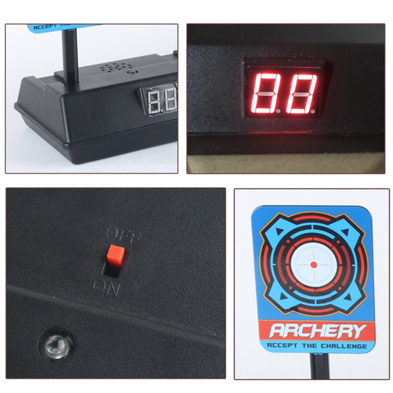 Elektronische 3-fach Nerf Gun Zielscheibe Automatisches Zurücksetzen mit Wertung   Sound Effekt (Batteriebetrieben) - Schwarz
