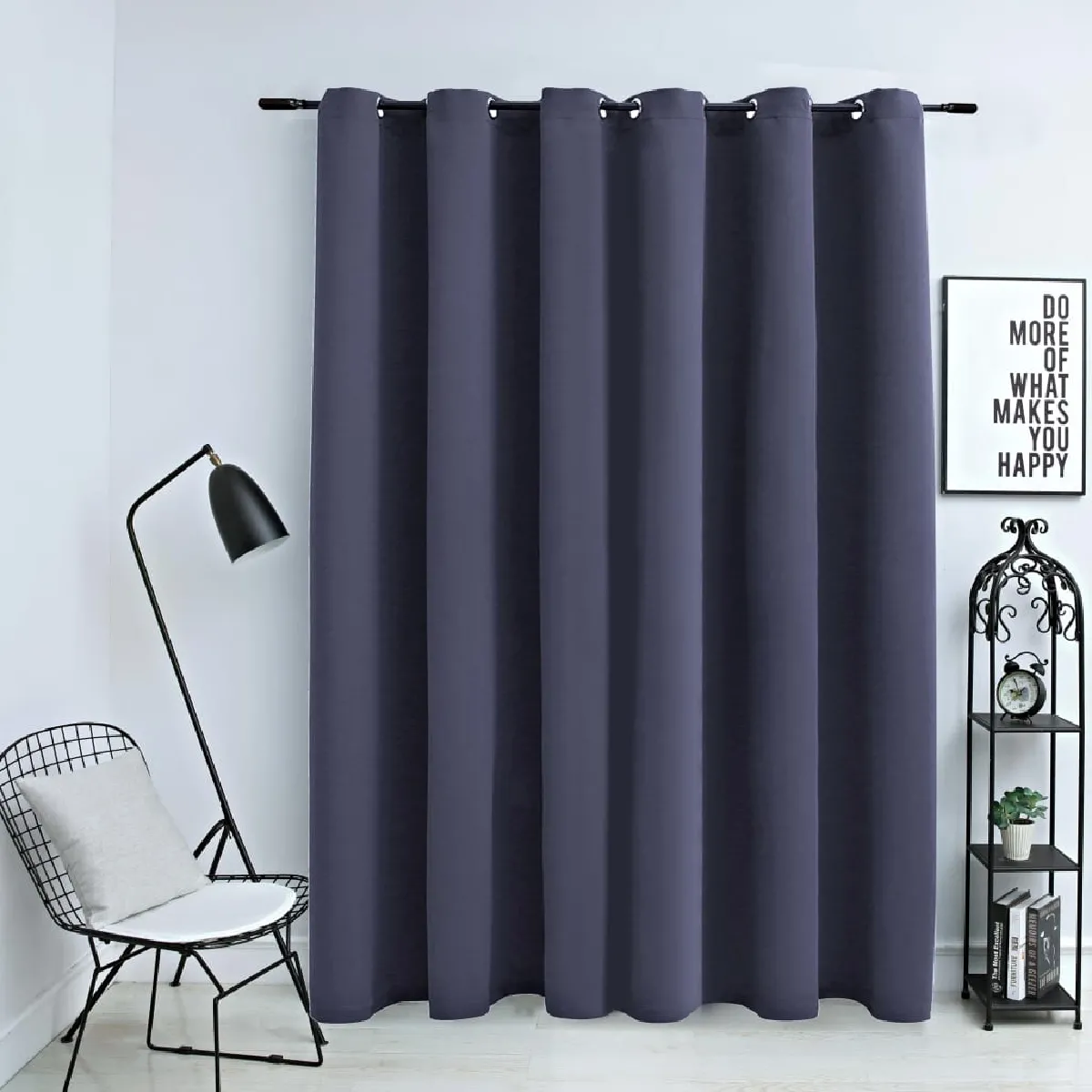 vidaXL Rideau occultant avec anneaux - Anthracite