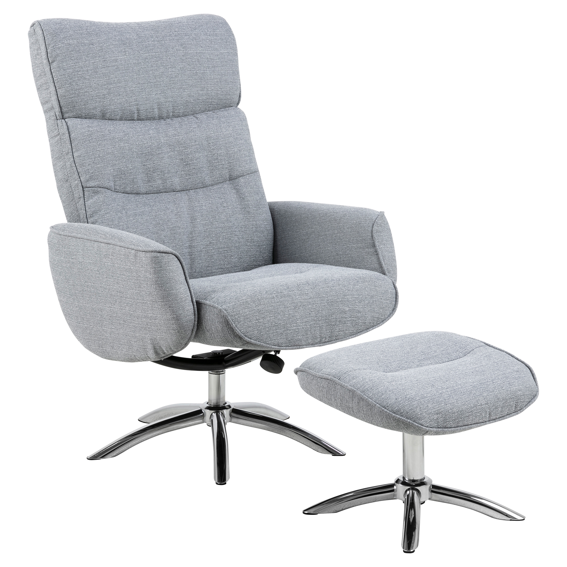 Recliner WESTFIELD - grau - chromfarben - mit Hocker
