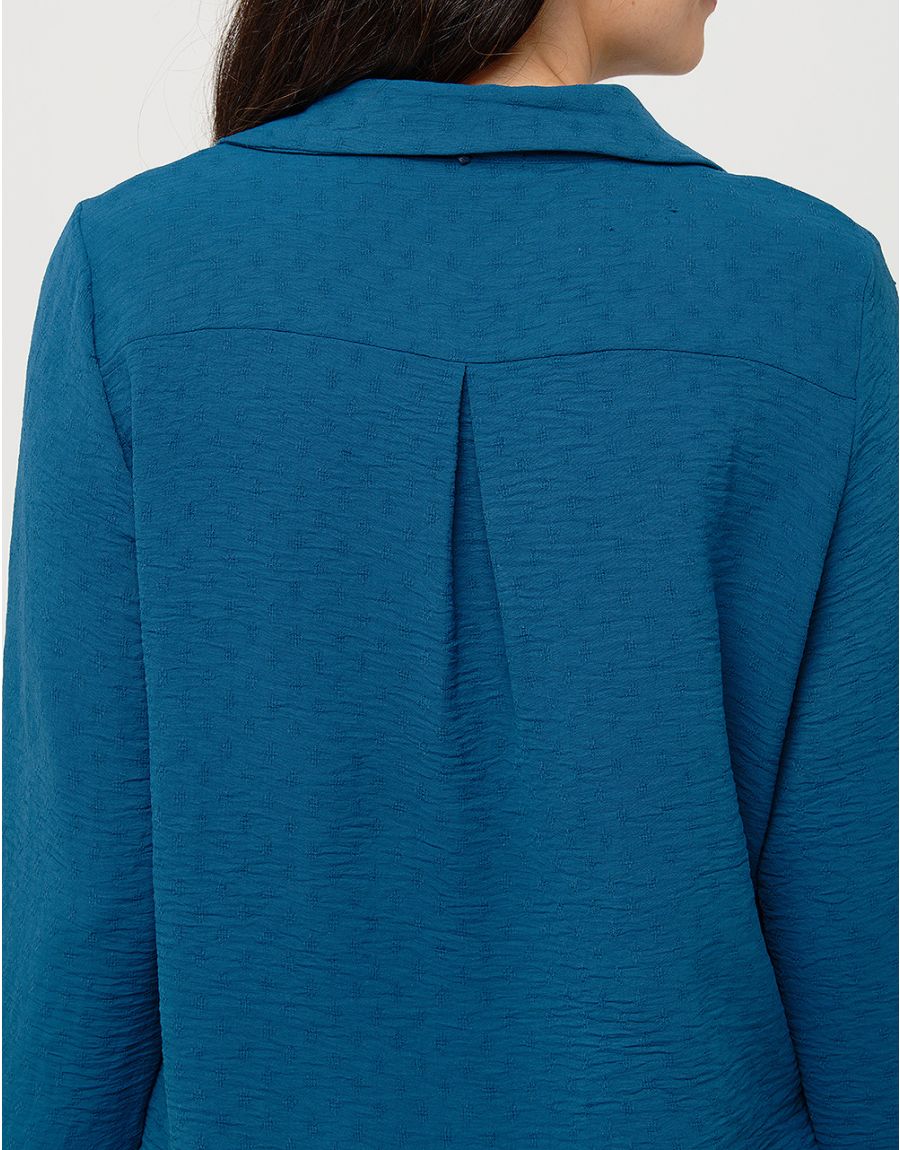 Blouse col polo bleu