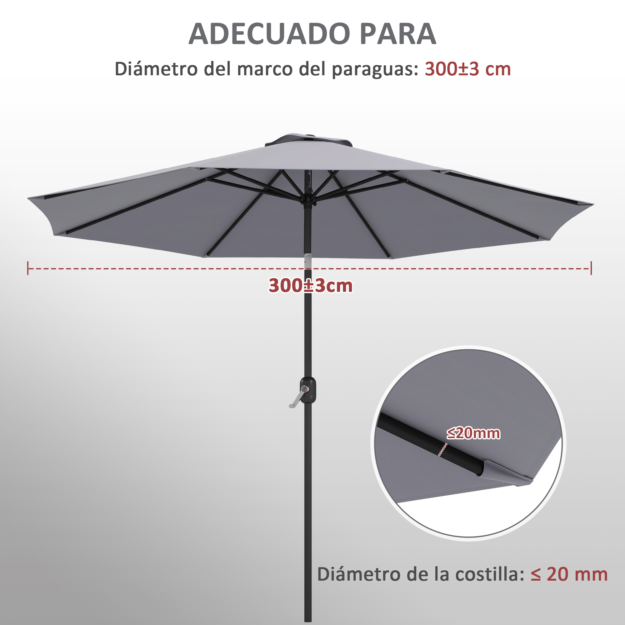Cobertura de guarda-chuva Outsunny cinza