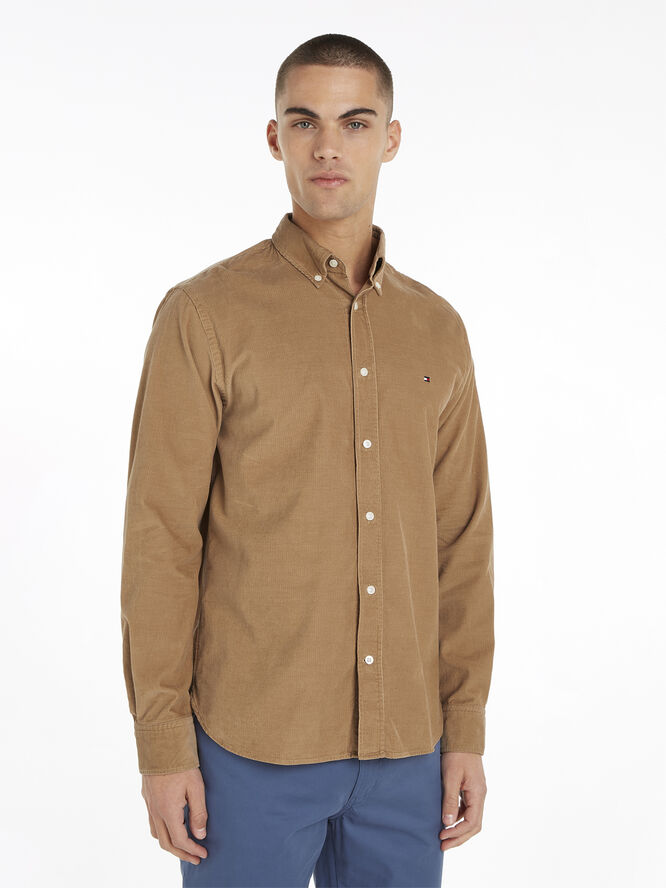 Tommy Hilfiger SOLID CORDUROY RF SHIRT Safari canvas