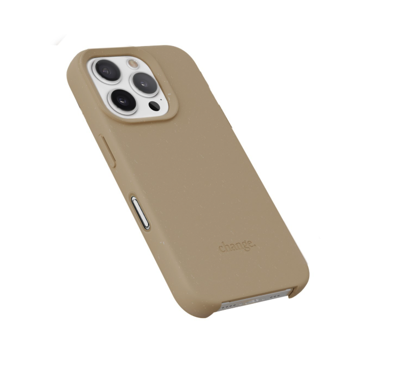 iPhone 16 Pro Max Necklace ChangeCase Antimikrobielle Hülle Vegan Biologisch Abbaubar   Abnehmbare Handykette (CHA281) - Taupe