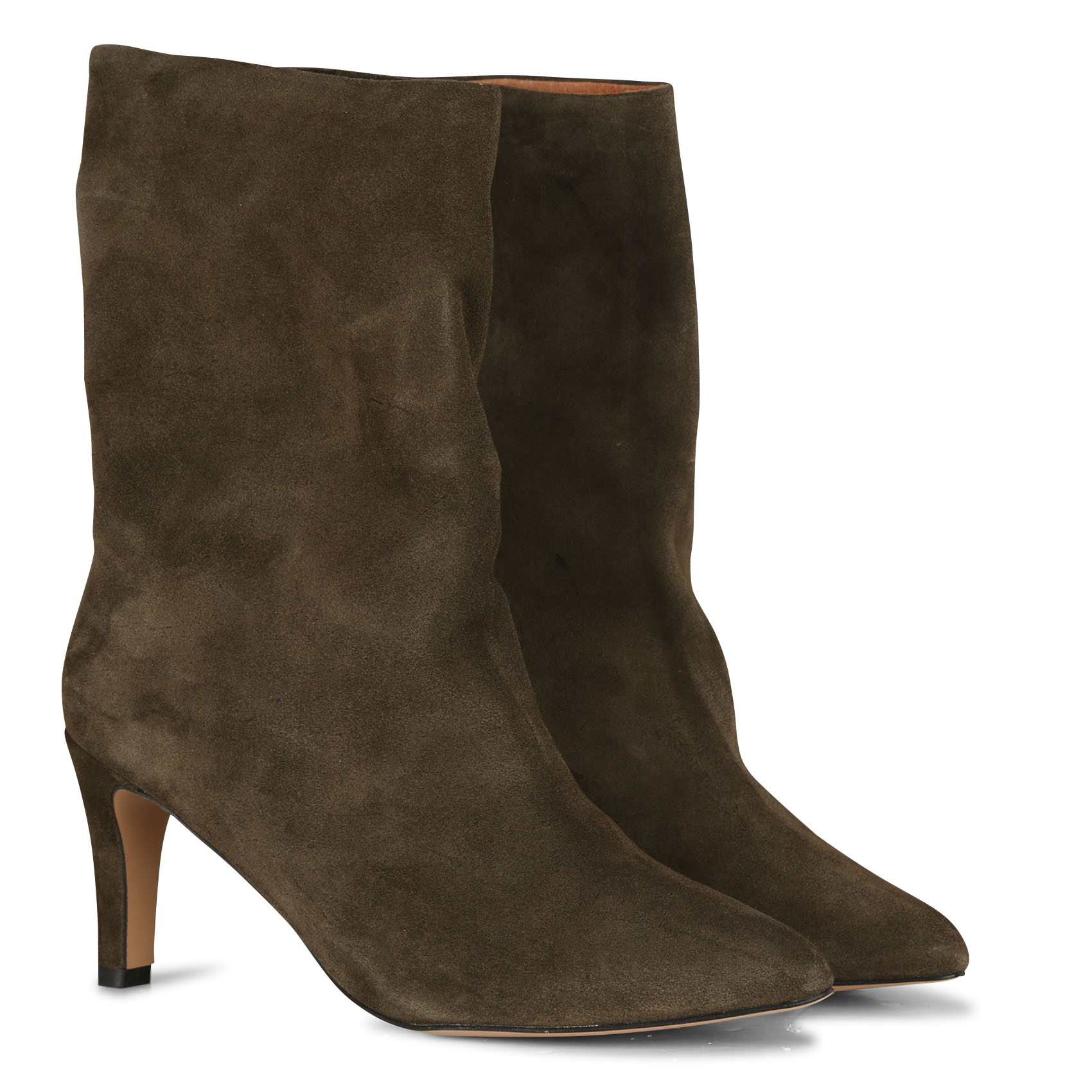 VULLY - Bottines à talon en cuir velours | Vert
