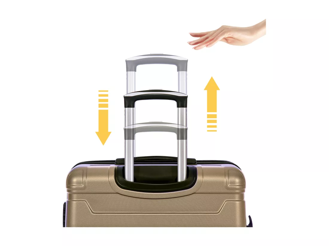 Bagage à main à coque rigide, valise avec serrure TSA et roue universelle, extensible, poignée latérale, ensemble 3 pièces