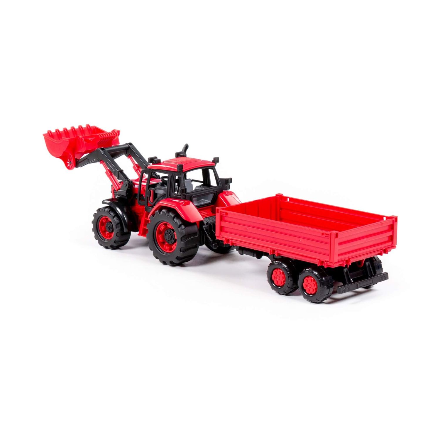 Polesie Spielzeug-Traktor 91871 Anhänger Frontschaufel Schwungantrieb Radlader rot