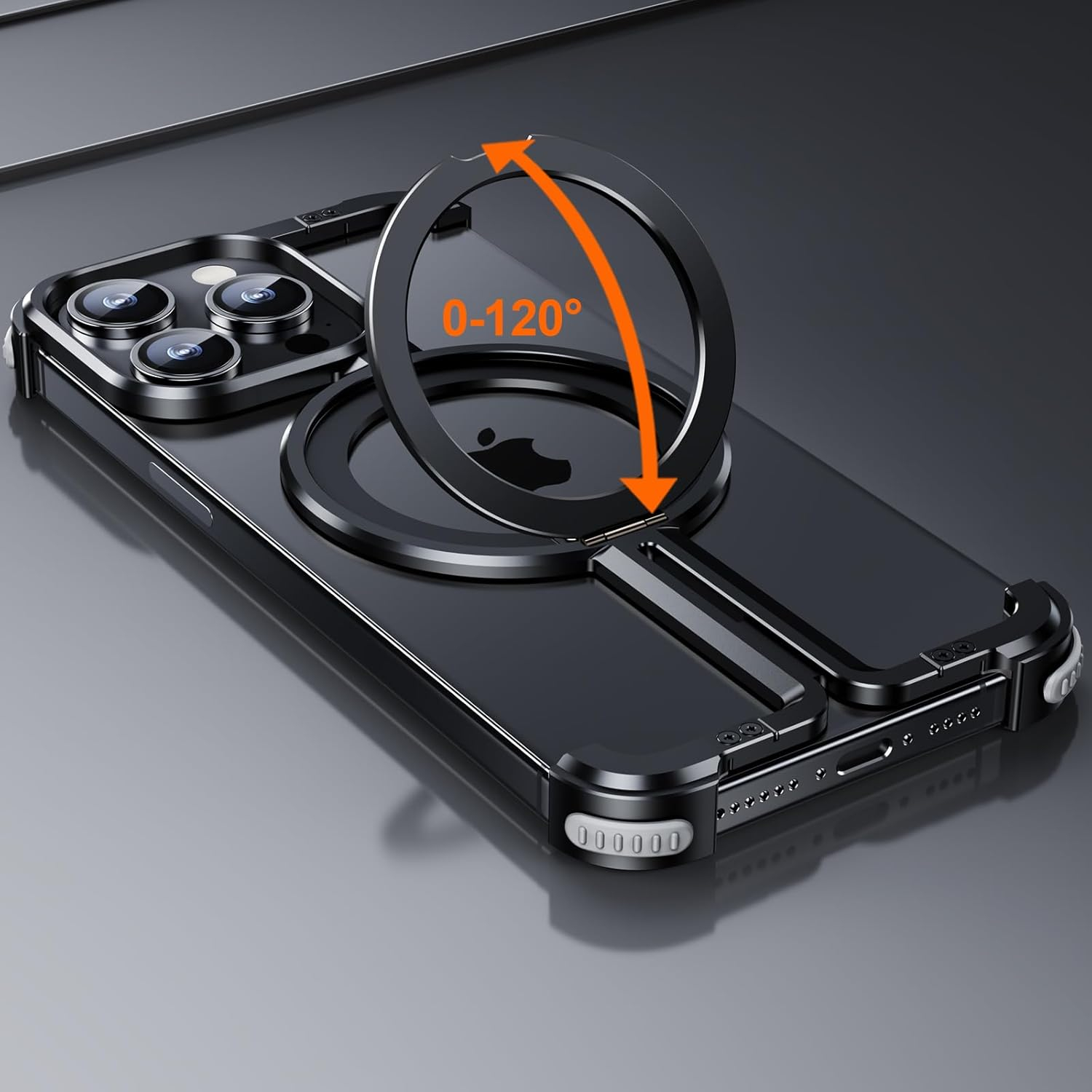iPhone 15 Pro MagSafe Alu Slim Case Hülle mit Rahmenlosen Bumper - Schwarz