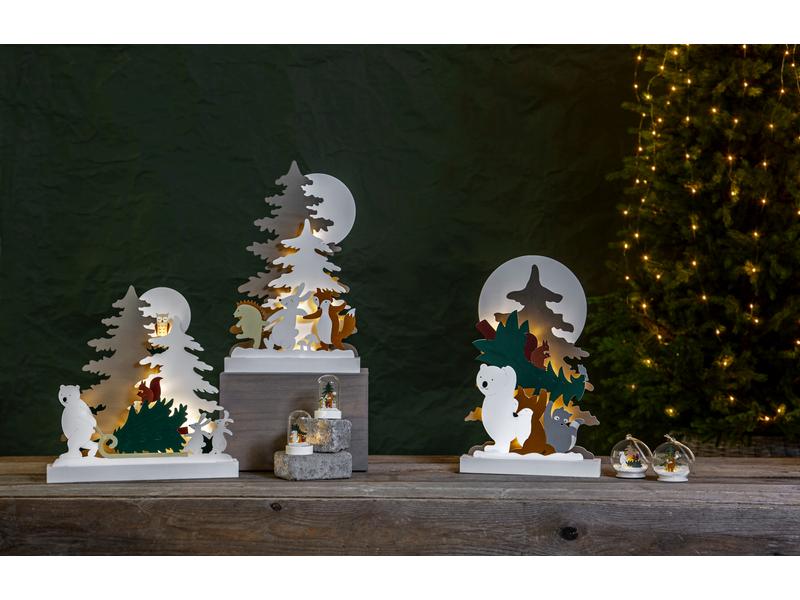 Star Trading Tischdeko Forest Friends, 45 cm, Holz Beleuchteter Wald mit Tieren