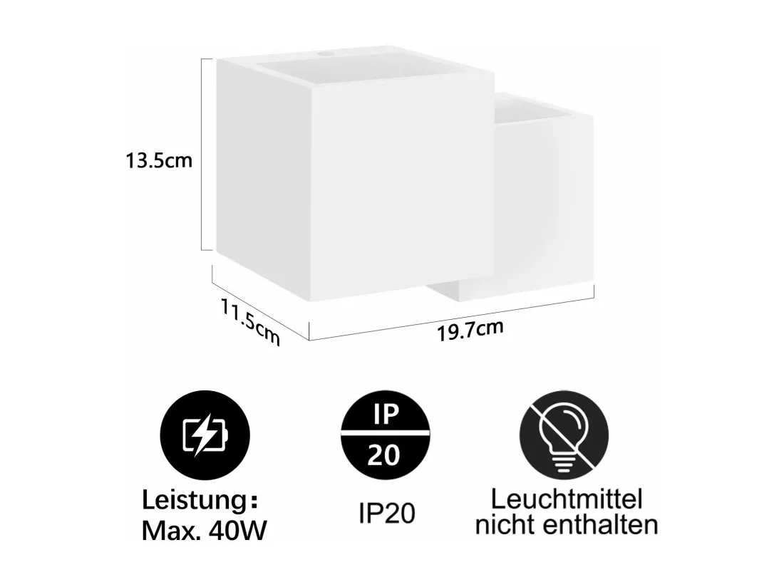 NETTLIFE Applique murale d'intérieur en plâtre blanc G9 moderne pour couloir, escalier, haut et bas