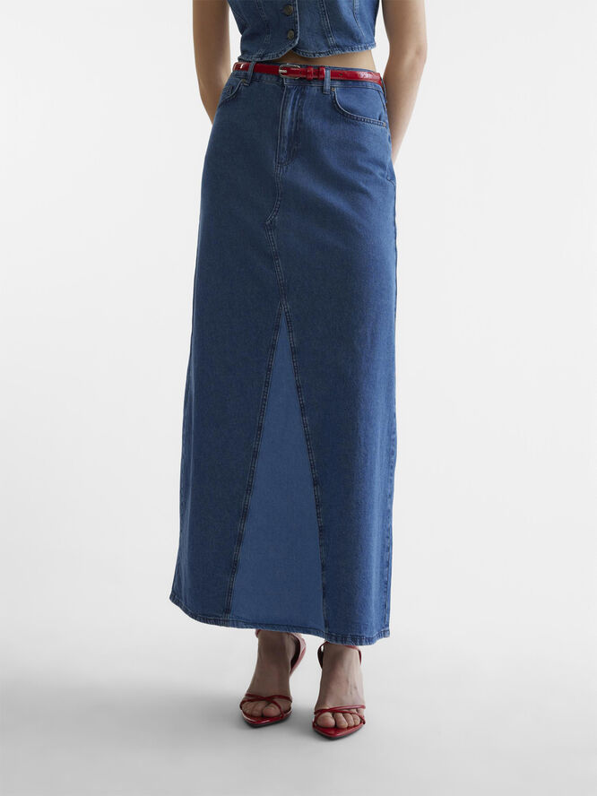 Something New SNEMILY MR MAXI SKIRT - PNT Medium blue denim