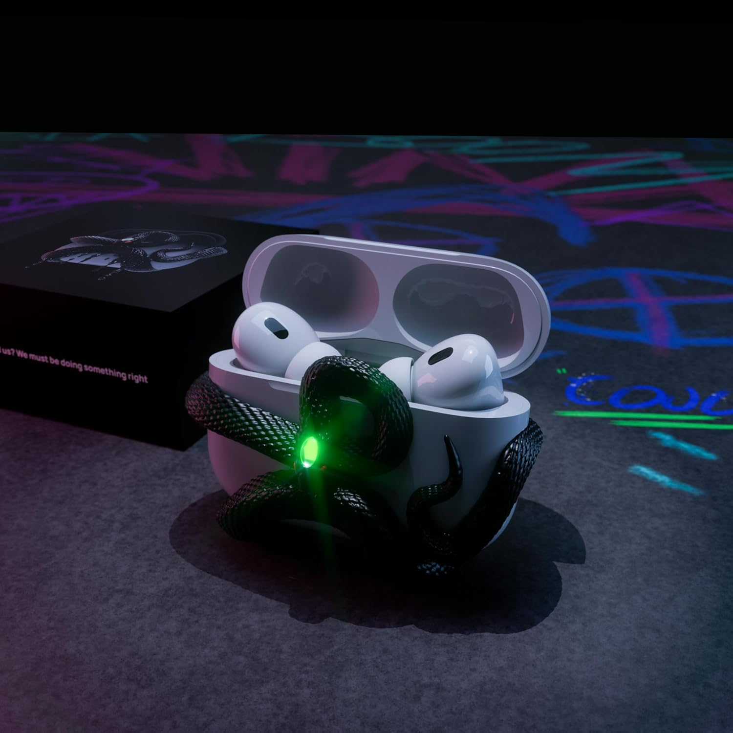 AirPods (3. Generation) Alu 3D Hardcase Hülle mit Rahmenlosem Schlangen Bumper - Schwarz