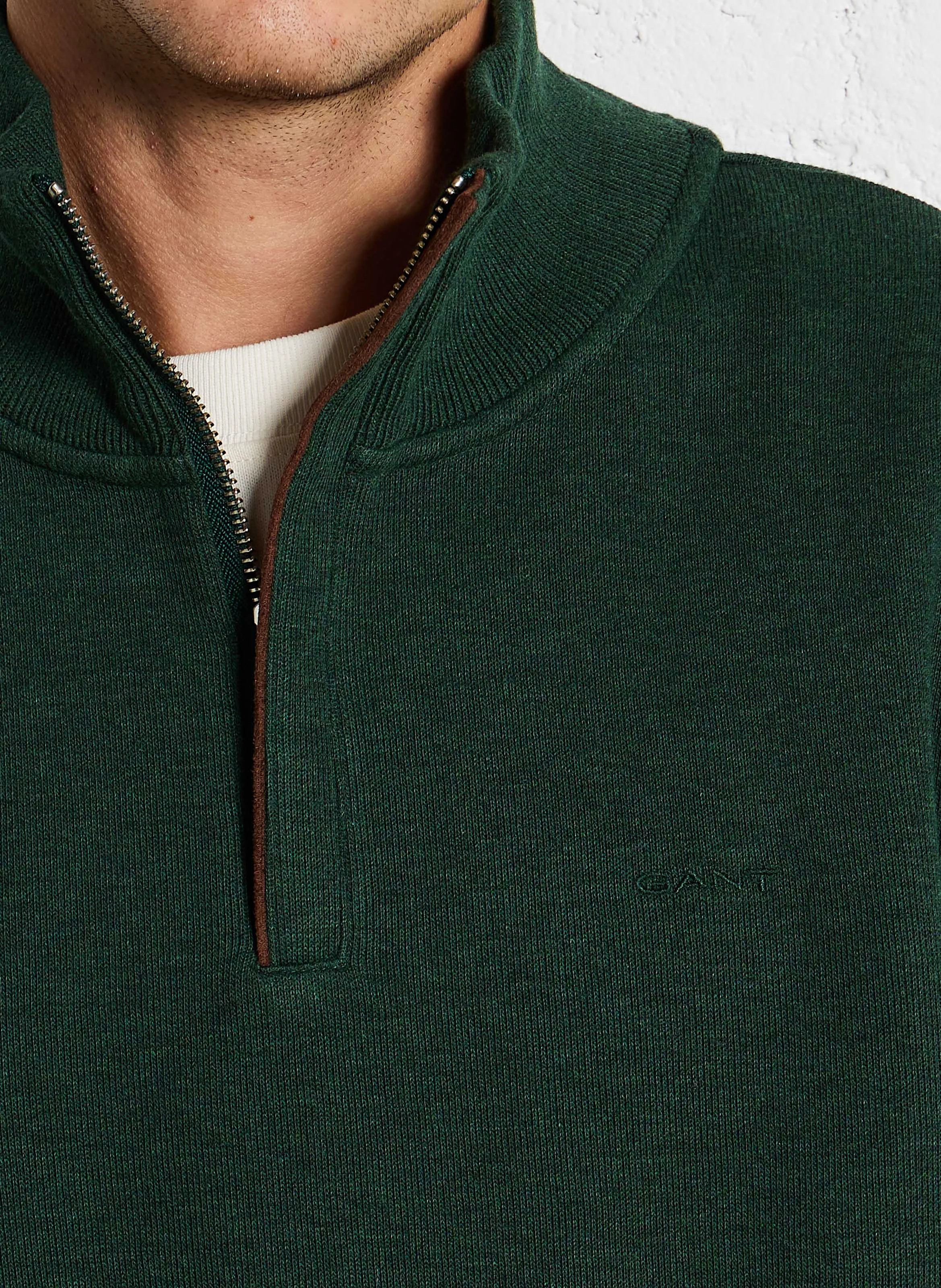 Pull col montant en coton | Vert