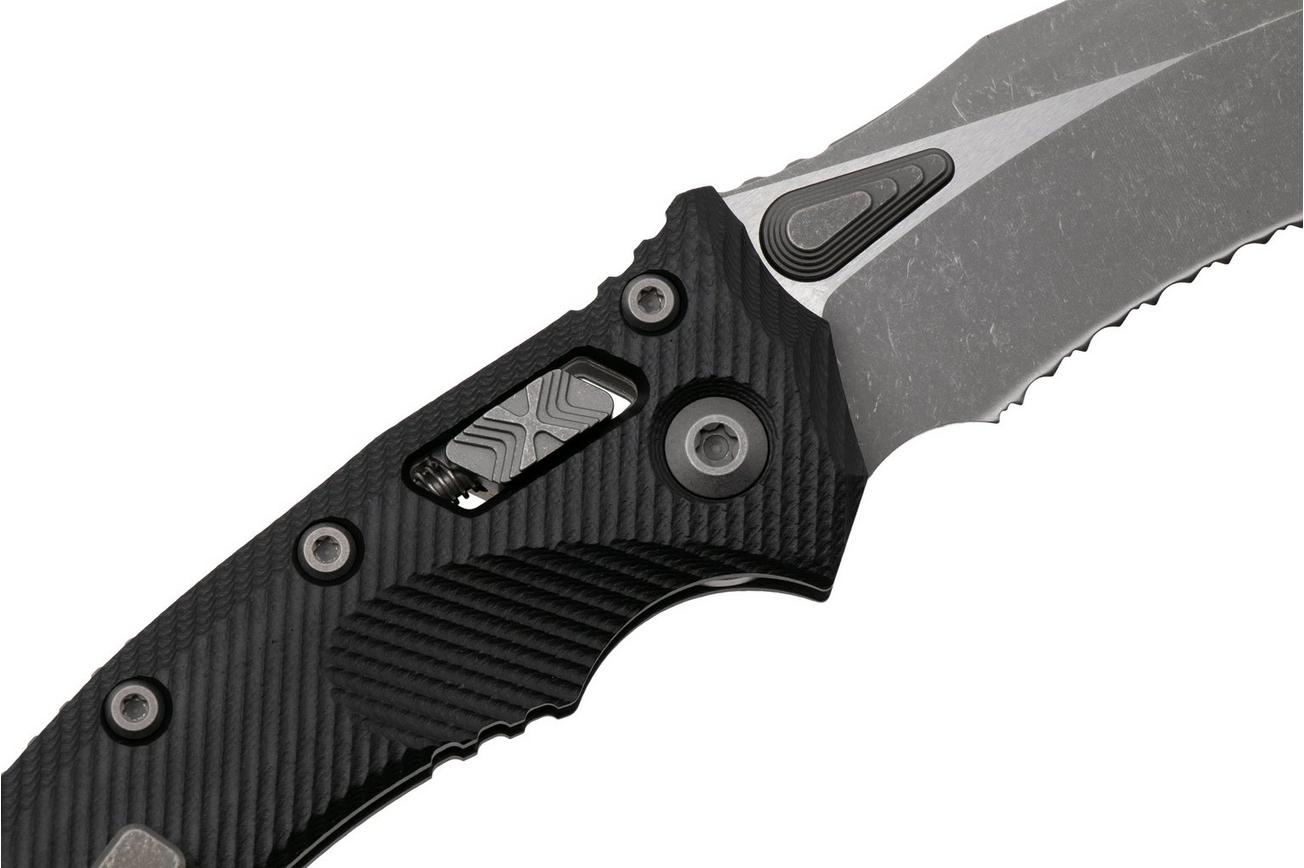 Microtech Amphibian 137RL-11APFLGTBK, Apocalyptic Stonewashed M390MK, Fluted Black G10, partly serrated zakmes