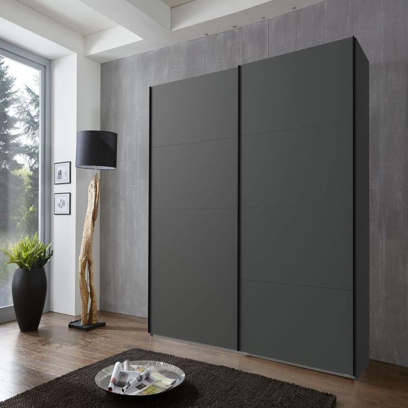 Kledingkast Aalst - Spaanplaat - Zwart - 135x210x65 cm (BxHxD) - Schuifdeuren