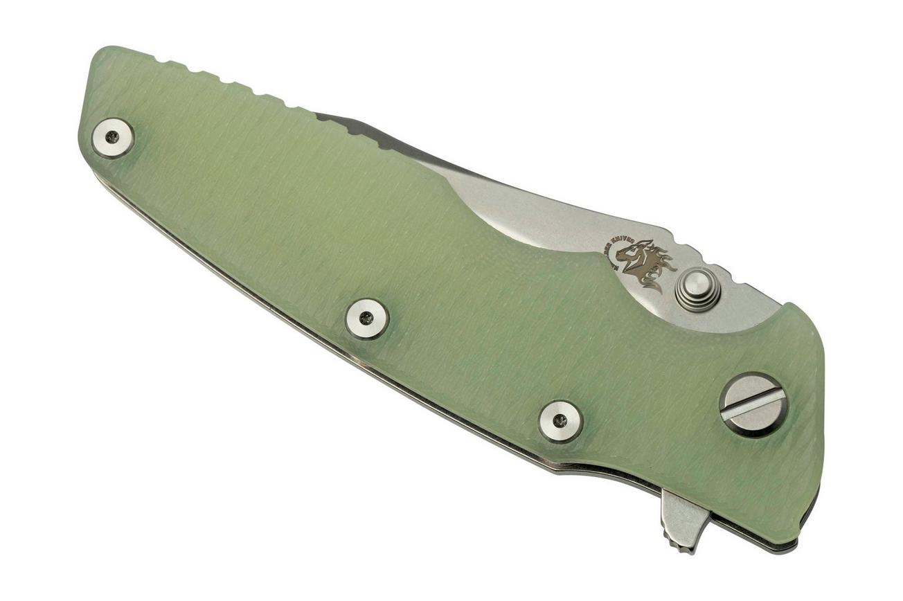 Rick Hinderer Eklipse 3.5” Spearpoint S45VN, Stonewash, Translucent Green G10, zakmes