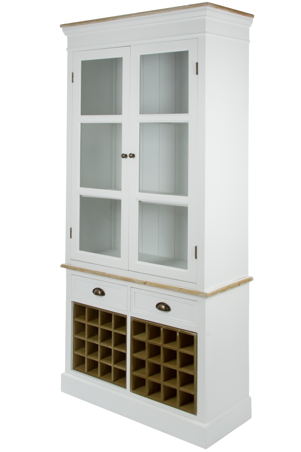 Vitrine PROVENCE - weiß antik - Einsätze für Flaschen