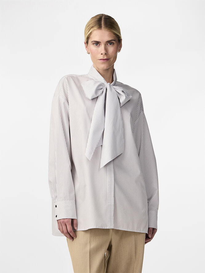 YAS YASLOMA LS STRIPE SHIRT S. Hvid