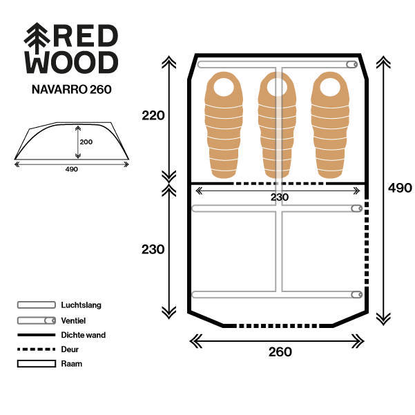 Redwood tunneltent Navarro 260 AIR TC